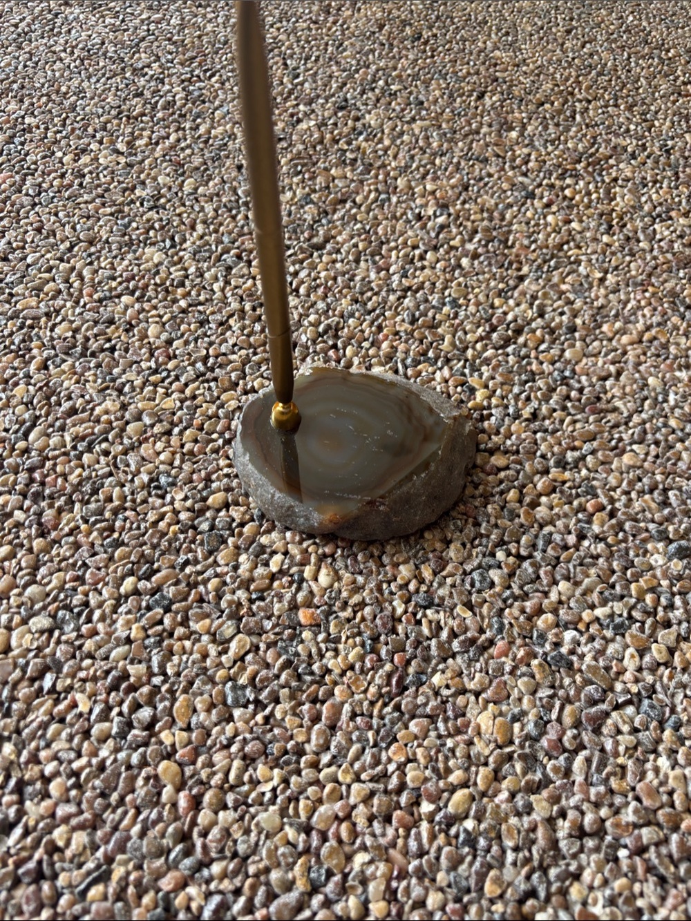 Agate Stone Pen Holder in Gray-Brown Tones
